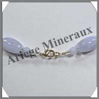 CALCEDONE BLEUE - Collier Compos - Tonnelets 16x11 mm - 46 cm - C003