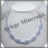 CALCEDONE BLEUE - Collier Compos - Tonnelets 16x11 mm - 46 cm - C004 Namibie