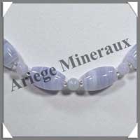 CALCEDONE BLEUE - Collier Compos - Tonnelets 16x11 mm - 46 cm - C004