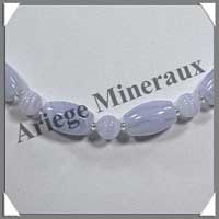 CALCEDONE BLEUE - Collier Compos - Tonnelets 16x11 mm - 46 cm - C005
