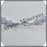 CALCEDONE BLEUE - Collier Compos - Tonnelets 16x11 mm - 46 cm - C005