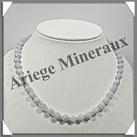 CALCEDONE BLEUE - Collier Perles Facetes 8 mm - 45 cm - M001