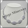 CALCEDONE BLEUE - Collier Compos - 5 Ovales 25x18 mm - 45 cm - M001 Namibie