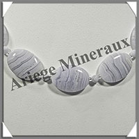 CALCEDONE BLEUE - Collier Compos - 5 Ovales 25x18 mm - 45 cm - M001
