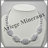 CALCEDONE BLEUE - Collier Compos - 5 Ovales 25x18 mm - 46 cm - M002 Namibie