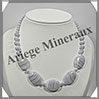 CALCEDONE BLEUE - Collier Compos - 5 Ovales 25x18 mm - 46 cm - M003 Namibie