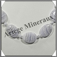 CALCEDONE BLEUE - Collier Compos - 5 Ovales 25x18 mm - 46 cm - M003
