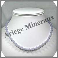 CALCEDONE BLEUE - Collier Perles 4 et 6 mm en altern - 45 cm - C007