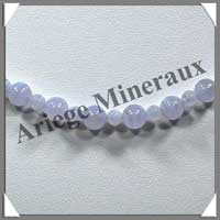 CALCEDONE BLEUE - Collier Perles 4 et 6 mm en altern - 45 cm - C007