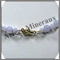 CALCEDONE BLEUE - Collier Perles 4 et 6 mm en altern - 45 cm - C007