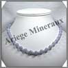 CALCEDONE BLEUE - Collier Perles 4 et 8 mm en altern - 43 cm - C001 Namibie