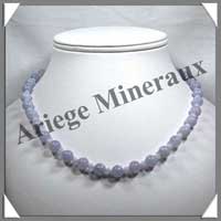 CALCEDONE BLEUE - Collier Perles 4 et 8 mm en altern - 43 cm - C001