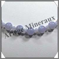 CALCEDONE BLEUE - Collier Perles 4 et 8 mm en altern - 43 cm - C001