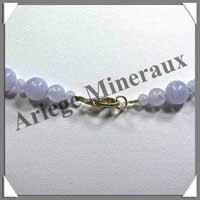 CALCEDONE BLEUE - Collier Perles 4 et 8 mm en altern - 43 cm - C001