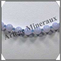 CALCEDONE BLEUE - Collier Perles 6 mm - 49 cm - C001