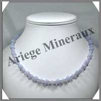 CALCEDONE BLEUE - Collier Perles 6 et 8 mm en altern - 47 cm - C002
