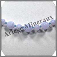 CALCEDONE BLEUE - Collier Perles 6 et 8 mm en altern - 47 cm - C002
