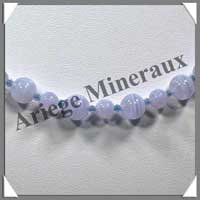 CALCEDONE BLEUE - Collier-Perles 6 et 8 mm en altern - 46 cm - C003