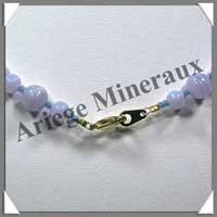 CALCEDONE BLEUE - Collier-Perles 6 et 8 mm en altern - 46 cm - C003