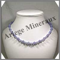 CALCEDONE BLEUE - Collier Perles 6 et 8 mm en altern - 46 cm - C008