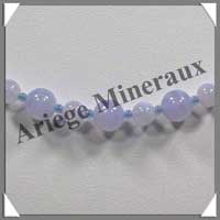 CALCEDONE BLEUE - Collier Perles 6 et 8 mm en altern - 46 cm - C008