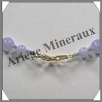 CALCEDONE BLEUE - Collier Perles 6 et 8 mm en altern - 46 cm - C008