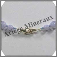 CALCEDONE BLEUE - Collier Perles 6 et 8 mm en altern - 46 cm - C009