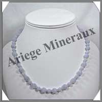CALCEDONE BLEUE - Collier Perles 6 et 8 mm en altern - 47 cm - C011