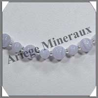 CALCEDONE BLEUE - Collier Perles 6 et 8 mm en altern - 47 cm - C011