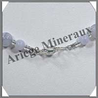CALCEDONE BLEUE - Collier Perles 6 et 8 mm en altern - 47 cm - C011