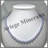 CALCEDONE BLEUE - Collier Perles 8 mm - 50 cm - C004