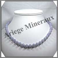CALCEDONE BLEUE - Collier Perles 8 mm - 45 cm - C010
