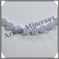 CALCEDONE BLEUE - Collier Perles 8 mm - 46 cm - C012