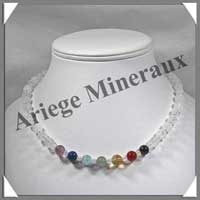 CHAKRAS - Collier 7 Couleurs - Perles 8 et 4 mm - Fermoir Mousqueton Argent