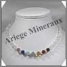 CHAKRAS - Collier 7 Couleurs - Perles 8 et 4 mm - Fermoir Mousqueton Dor Brsil