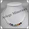 CHAKRAS - Collier 7 Couleurs - Perles 8 mm - Fermoir Mousqueton Argent Brsil