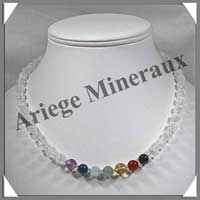 CHAKRAS - Collier 7 Couleurs - Perles 8 mm - Fermoir Mousqueton Argent