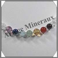 CHAKRAS - Collier 7 Couleurs - Perles 8 mm - Fermoir Mousqueton Argent