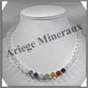 CHAKRAS - Collier 7 Couleurs - Perles 8 mm - Fermoir Mousqueton Dor Brsil