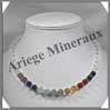 CHAKRAS - Collier 7 Couleurs - Perles 8 mm en Double - Fermoir Mousqueton Argent Brsil