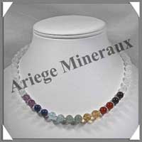 CHAKRAS - Collier 7 Couleurs - Perles 8 mm en Double - Fermoir Mousqueton Dor