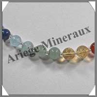 CHAKRAS - Collier 7 Couleurs - Perles 8 mm en Double - Fermoir Mousqueton Dor