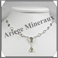 CITRINE (Naturelle) - Collier Argent - 12 Cabochons Facets - 42 cm - P001