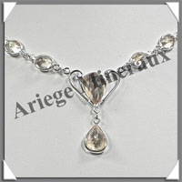 CITRINE (Naturelle) - Collier Argent - 12 Cabochons Facets - 42 cm - P001