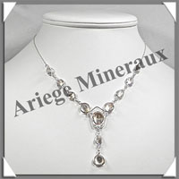 CITRINE (Naturelle) - Collier Argent - 11 Cabochons Facets - 42 cm - P003