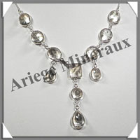 CITRINE (Naturelle) - Collier Argent - 11 Cabochons Facets - 42 cm - P004
