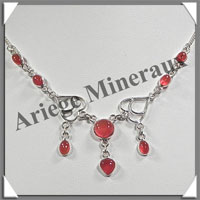 CORNALINE - Collier Argent - 8 Cabochons - 42 cm - P004