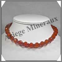 CORNALINE - Collier Compos - Disques Facets 12x8 mm et Perles 6 mm en altern - 42 cm - A001