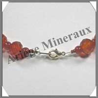 CORNALINE - Collier Compos - Disques Facets 12x8 mm et Perles 6 mm en altern - 42 cm - A001