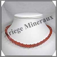 CORNALINE - Collier Compos - Disques Facets 8x4 mm et Perles 6 mm en altern - 44 cm - A001